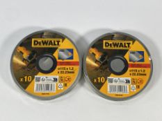 Five packs of DeWalt 115x1.2x22.23mm cutting discs (10 discs per pack).