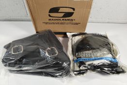 Two as new Saddleman motorcycle items - a swing arm bag XL (3501-1432) and a Sissy bar pad (051342).