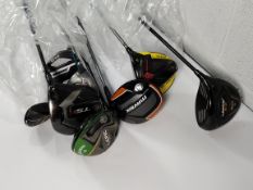 Eight assorted pre-owned golf clubs to include 1x Callaway epic flash driver, 1x Ping sigma 2 putter