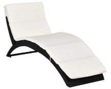 An Outsunny outdoor foldable PE rattan garden sun lounger with soft padded cushion, black, box opene