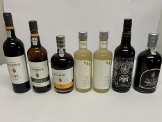 Seven assorted Ports to include Eufemia 2014 LBV 750ml, Eufemia fine white port 750ml, Quinta Da Ped