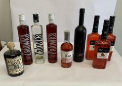 Three BV Land Watermelon Liqueurs 3 x 700ml, three Zalowka Vodka's 3 x 700ml, Urchin Spirits Lucky S