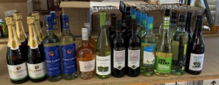 Twenty five assorted low value red/white/rose wines 25 x 750ml.