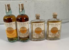 Fielden Harvest 2019 Rye 700ml, Fielden Rye whisky 700ml and two Fielden Rye whisky flasks 2 x 200ml