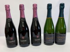 Three Lantieri Franciacorta rose sparkling wine 3 x 750ml and two Exton Park reserve blend RB/28 whi
