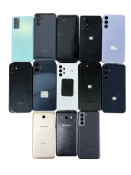 Assorted pre-owned Samsung smartphones sold for parts only (All items Google account locked).