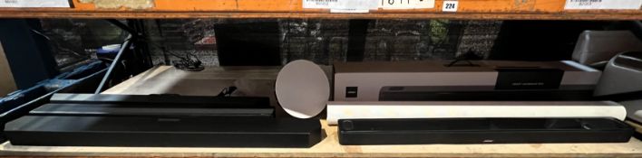 Assorted pre-owned soundbars/speakers to include Bose, Sonos & Samsung (Untested, sold as seen).