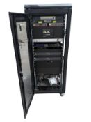 Pre-owned AV equipment in a wheeled cabinet - See Description