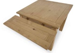 Oak, 4-6 Person Draw Leaf, Extending Dining Table. 90-145cm x 90D x 78H cm. Classic draw-leaf dining