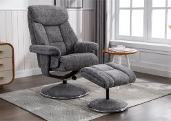 Continental Fabric Swivel Chair and Footstool. RRP £545. Recline and relax in contemporary style and