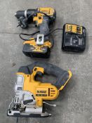 A DeWalt cordless 18v jigsaw DC331 and and DeWalt cordless drill DCD785.