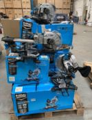 A quantity of customer returns from a well known DIY retailer to include MacAllister corded mitre