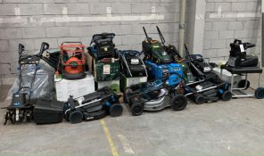 A quantity of customer returns from a well known DIY retailer to include lawnmowers, rotovator