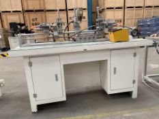 A pre-owned Louver drill/stapler, pneumatic for drilling holes in louver ends and stapling louver.