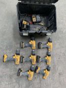 Seven pre-owned DeWalt drills complete with two chargers and TStack case.