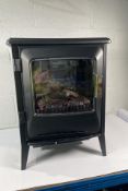 A Dimplex LUC20 Lucia Optiflame electric stove with some minor damage to the door handle (sold as se