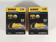 Two as new DeWalt Powerstack Rechargeable Batteries, 3.5AH, 18V, TYPE2 (MN: DCBP318).
