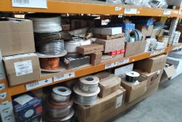 Assorted Electrical and Plumbing items on two shelves.