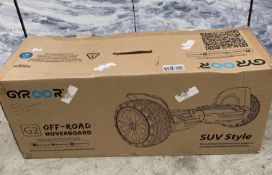 A Gyroor G2 smart hoverboard boxed.