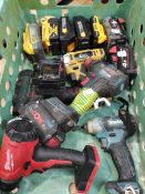 A quantity of pre-owned power tools and batteries to include Bosch Professional GDX 18v-200c impact