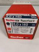 Six boxes of 50, Fischer PowerFast FPF II WTP 8.0 x 140 BC 50 flange head TX star recess partial thr