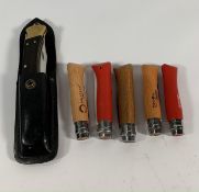 Four pre-owned Opinel Carbone and two others (over18s only).