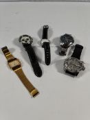 Five pre-owned watches to include Casio AQ-8008, Mondine Railway watch and Armarni.