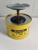 Two as new Justrite Plunger Cans 2qt (1.9ltr), yellow.