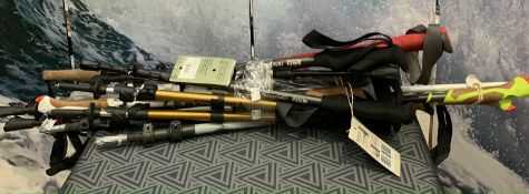 Ten pre-owned Trekking poles to include Black Diamond, Rei, Andes and Cascade.