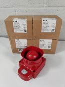 Four as new Eaton symphoni red IP66 weatherproof sounder with base (REF: SYG1/R1/LX/W/WF/WP 8500048F