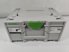 An as new Festool RTS 400 orbital sander REQ-Plus 230V with case, UK plug (REF: 576053, 401454935718