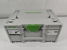 An as new Festool RTS 400 orbital sander REQ-Plus 230V with case, UK plug (REF: 576053, 401454935718