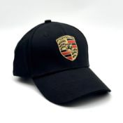 Twenty as new Porsche Crest baseball caps, black (WAP5900010J) (stock Image).