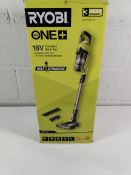 A boxed as new Ryobi One+ RSV18-0 18V Cordless Stick Vac.