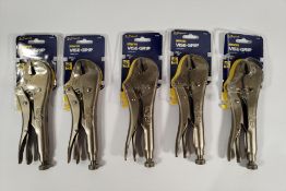 Five Irwin VISE-GRIP 10R locking pliers, 250mm/10