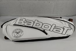 An as new Babolat 12 Racket Tennis Bag, Pure Wimbledon White/Grey/Carlitos Alcaraz (RH12).