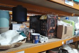 A large amount of assorted homeware and related items. (3 Shelves).