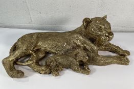 An as new Socadis polyresin art deco Lioness with Cub.