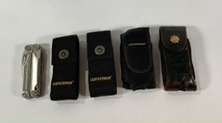 Five pre-owned Leatherman multi tools to include Wingman, Wave, Rebar (over 18s only).