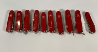 Ten pre-owned Victorinox Swiss army pen knives (over 18s only).