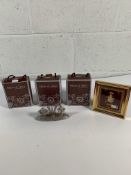 Goldline framed Ganesha marked fine gold 99.9 and 3x Silver examples.