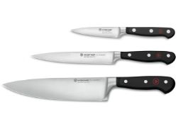 An as new Wusthof Classic 3-piece chef's knife set, black (1120160301) (stock image) (over 18s only)