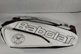 An as new Babolat 12 Racket Tennis Bag, Pure Wimbledon White/Grey/Zou (RH12).