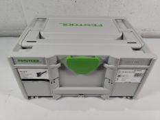 An as new Festool RTS 400 orbital sander REQ-Plus 230V with case, UK plug (REF: 576053, 401454935718