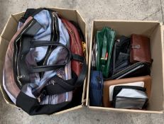 Two boxes of pre-owned wallets, purse, handbags and related including Paul Smith and Tommy Hilfiger.