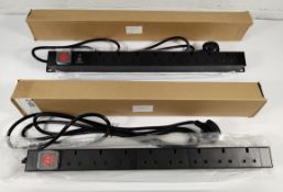 Eight as new PDU vertical mount 8-way socket, 3m lead, UK 13A plug, boxed (6x surged type and 2x sta