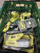 Four Ryobi items to include 2024 One Plus R18ST50 stapler body only, 2024 RG18GLU One Plus glue gun
