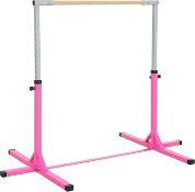 An as new HOMCOM Gymnastics Bar (height adjustable gymnastics horizontal bar for children), pink (st