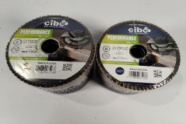 Nineteen packs of Cibo Performance flap discs - grit 40 - 115 x 22mm use for inox and steel (10 per