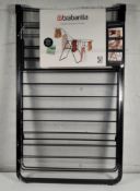 An as new Brabantia hang-on laundry drying rack, 25m, matt black, boxed (packaging slightly broken)